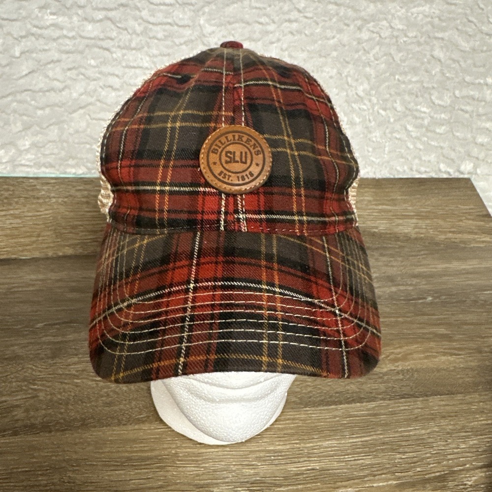 Billikens SLU Plaid Trucker Hat Red Tartan Mesh Adjustable Baseball Cap Legacy